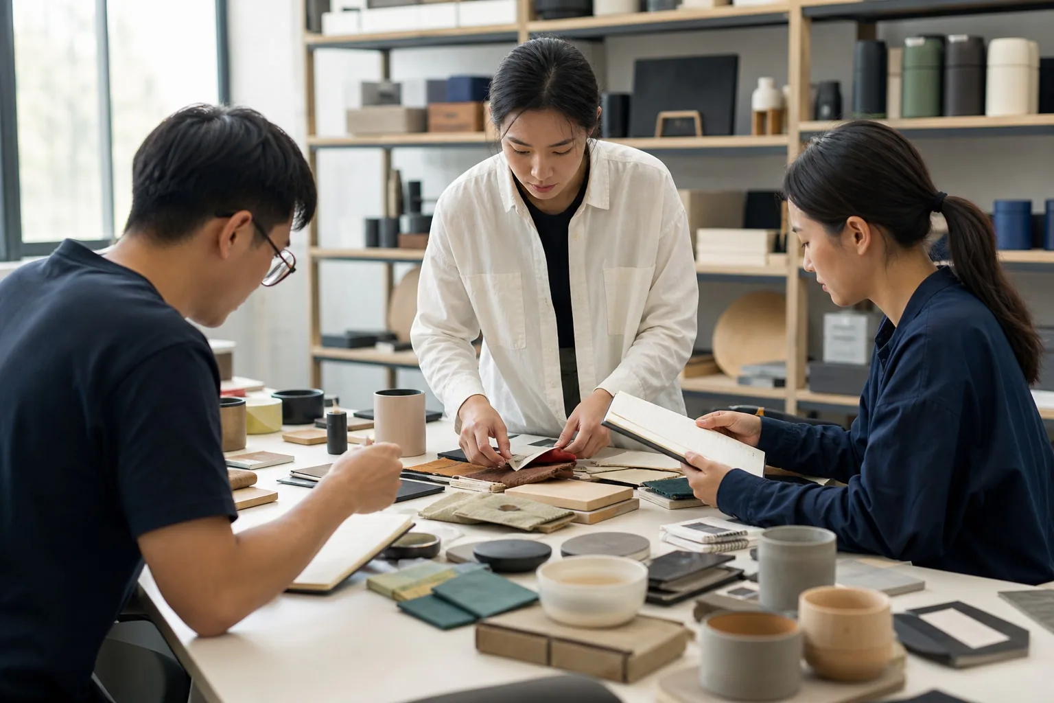Sourcing team reviewing product samples